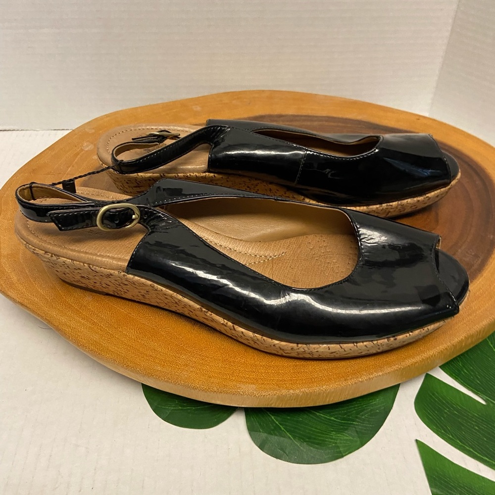 Clarks Peep Toe Cork Sandals